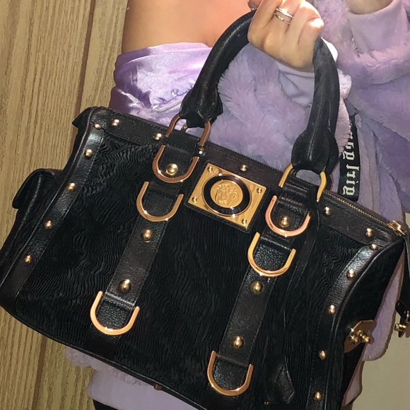 VERSACE Black & Gold Madonna Boston Handbag - Picture 4 of 8